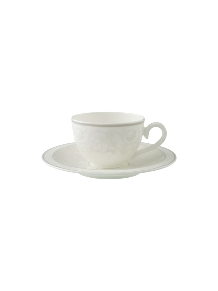 Kaffeetasse mit Untertasse Gray Pearl in Weiß 120 ml