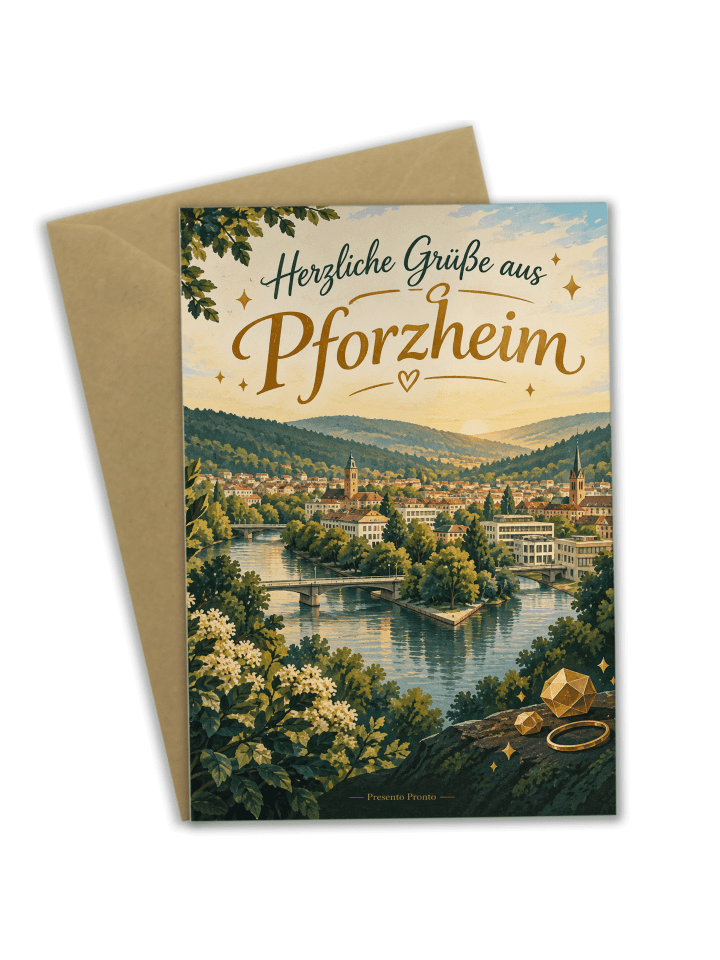Grußkarte Stadt heimatverbunden Design mit Spruch in Weiß