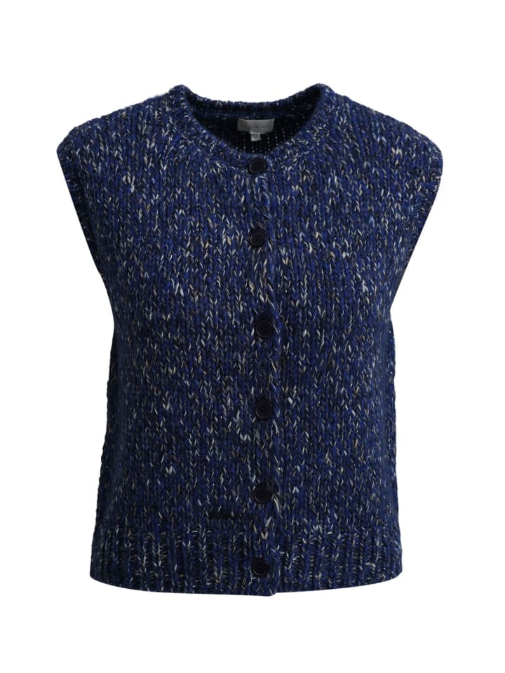 Ärmellose Weste mit Rundhalsausschnitt in Navy Print