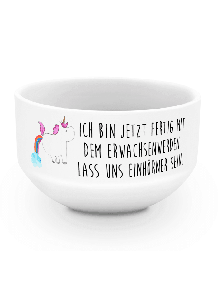 Müslischale Einhorn Pupsen mit Spruch in Weiß