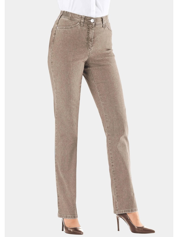 Kurzgröße: Denimhose mit Stretchkomfort in beige