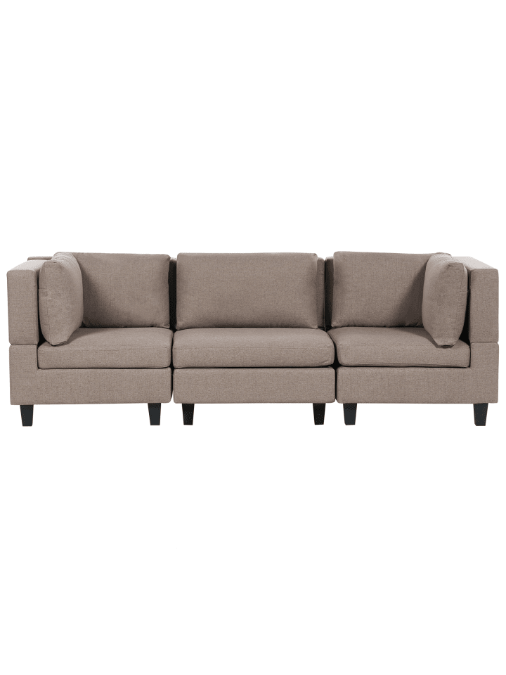 3-tlg 3-Sitzer Sofa UNSTAD in Braun/Schwarz
