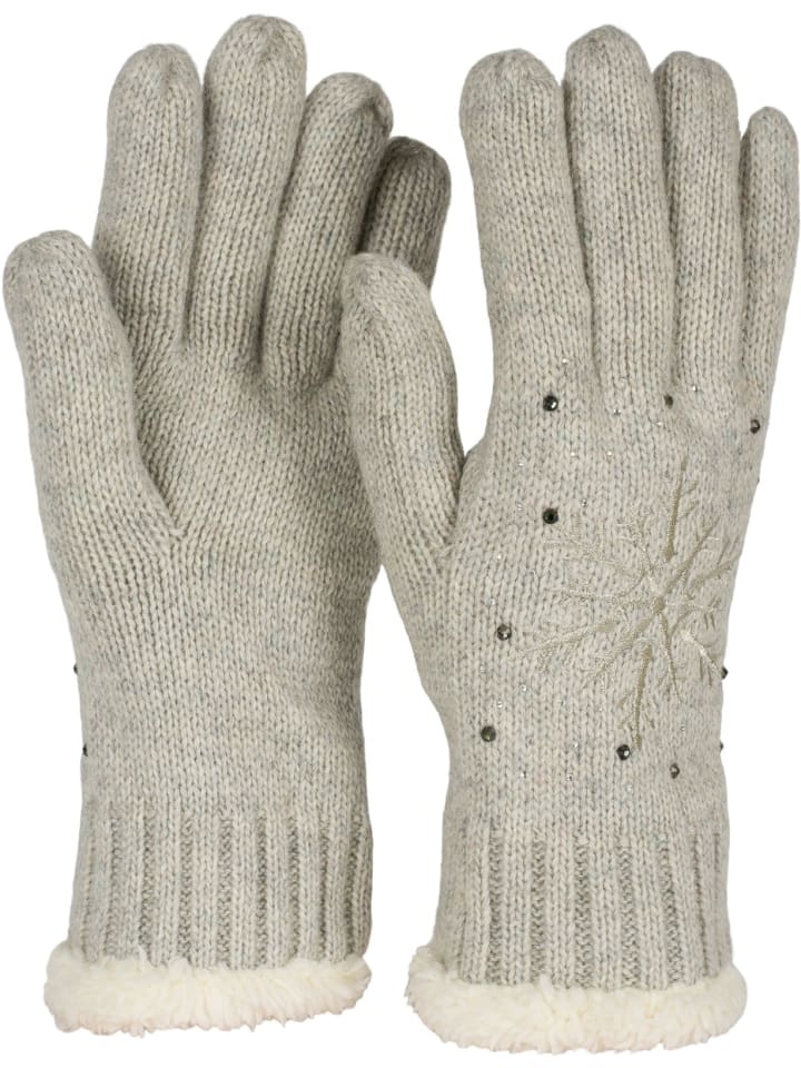 Strickhandschuhe in Hellgrau
