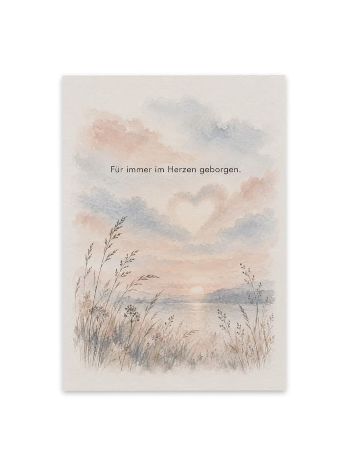 Beileidskarte Herz tröstlich Design mit Spruch in Weiß