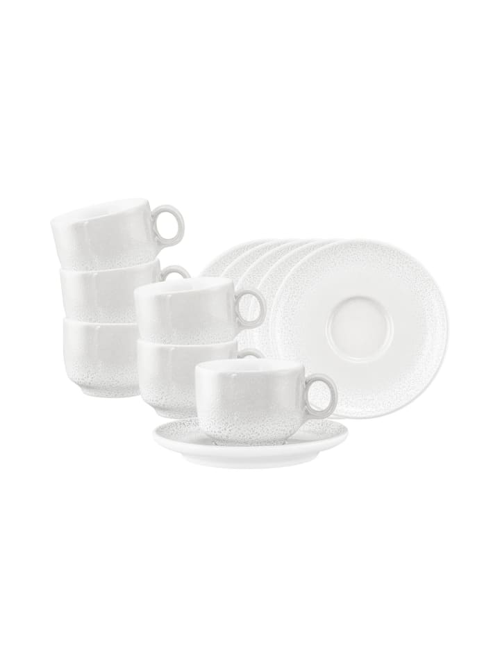 6er Set Espressotassen mit Untertassen Sento Home in Aura White 80 ml
