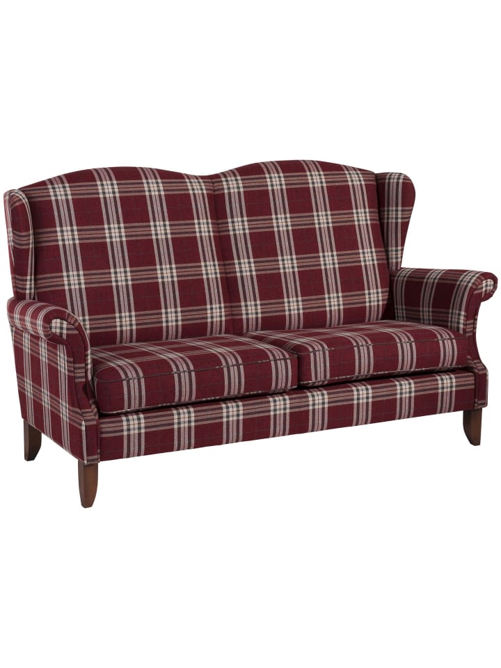 SOFA 2,5-Sitzer Katria Bezug Flachgewebe Buche nussbaum / rot