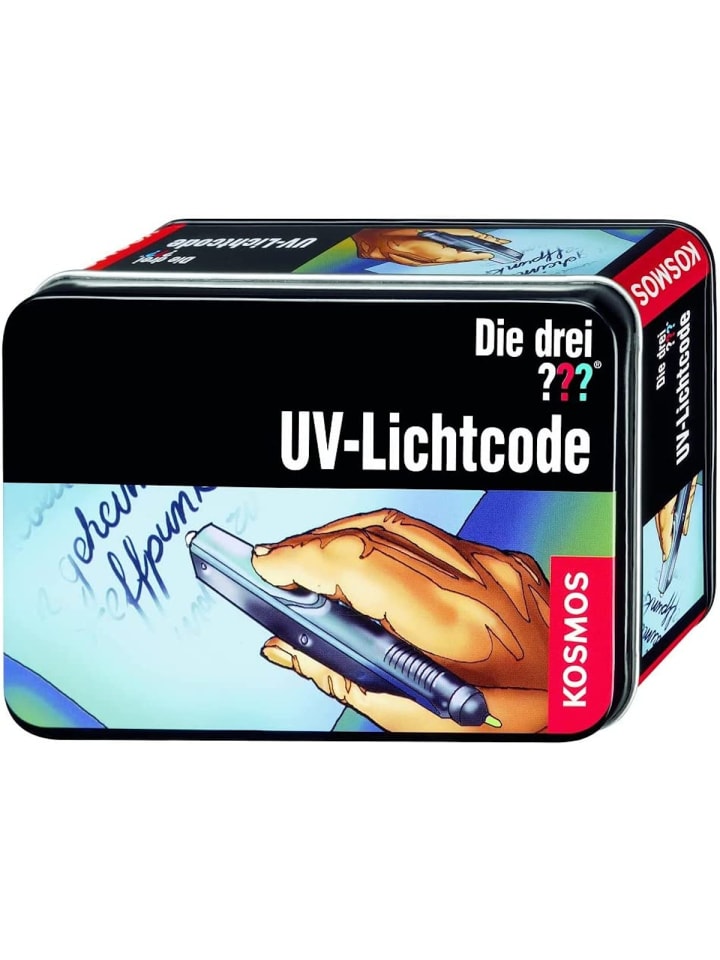 Die Drei ??? Fragezeichen UV-Lichtcode in Metalldose in mehrfarbig