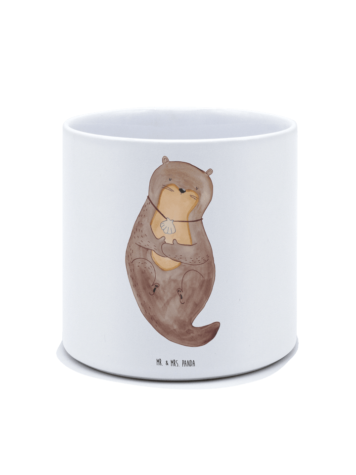 Blumentopf Groß Otter Muschel ohne Spruch in Weiß