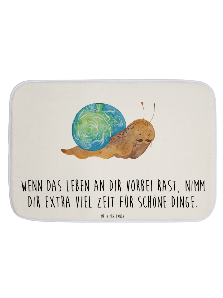 Badeteppich Schnecke Sir mit Spruch in Weiß