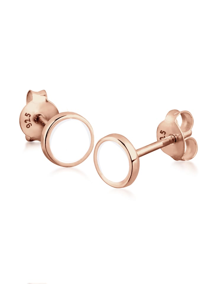 Ohrringe 925 Sterling Silber Geo, Kreis in Rosegold