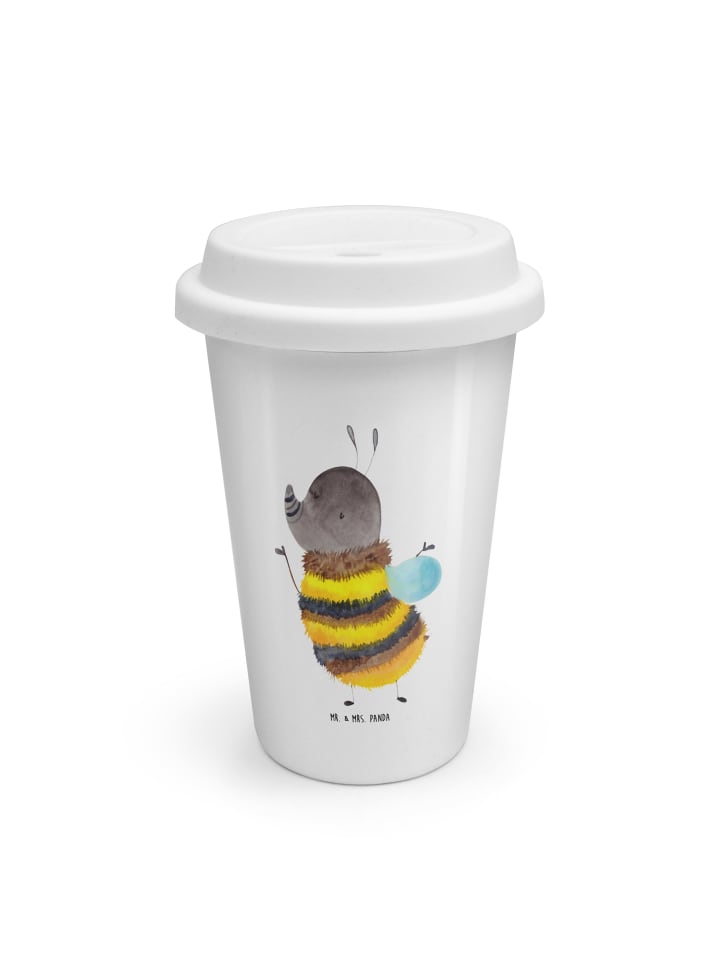 Kaffeebecher Hummel flauschig ohne Spruch in Weiß