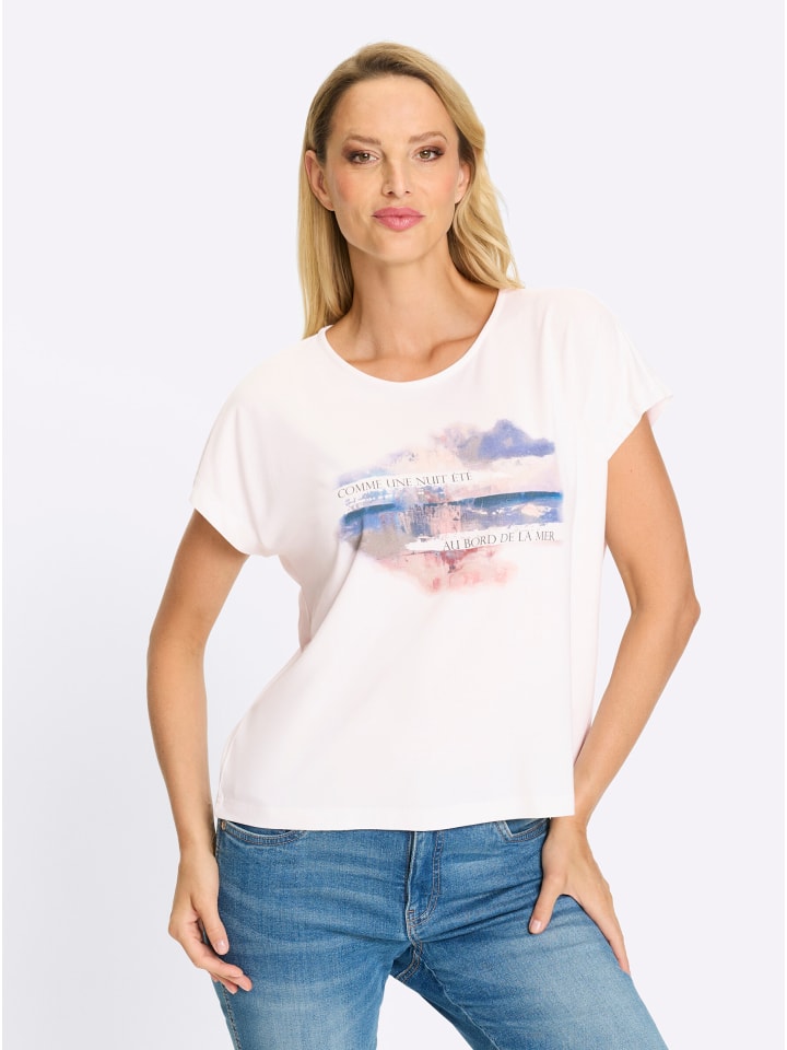 Shirt in weiß-rauchblau
