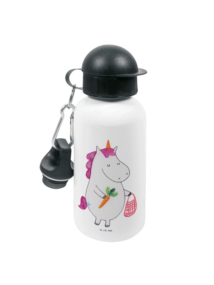 Wasserflasche Einhorn Vegan ohne Spruch in Weiß