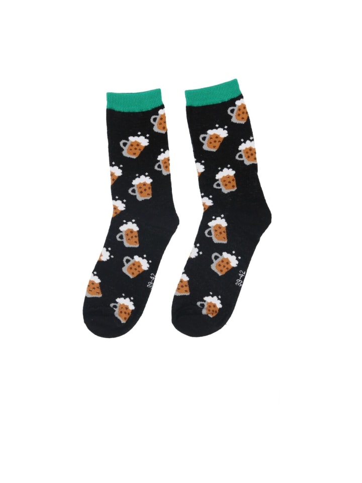 Herren Socken 3er-Pack – Bequeme Bier-Motiv Socken in Größe 39-42 in Schwarz
