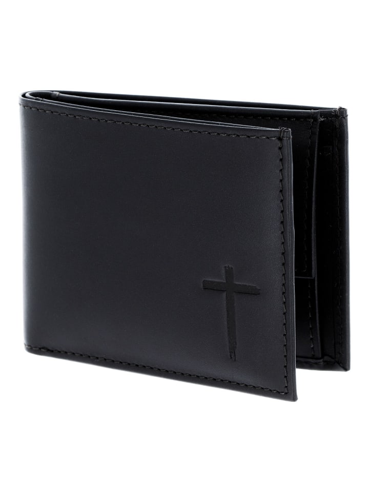 Leather Geldbörse RFID Schutz Leder 11 cm schwarz-freedom cross