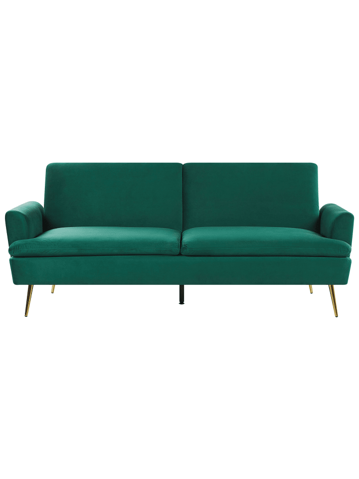 Schlafsofa VETTRE in Grün/Gold - (W) 210 x (H) 88 x (L) 84 cm