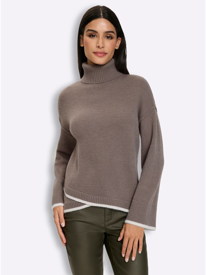 Rollkragen-Pullover in taupe
