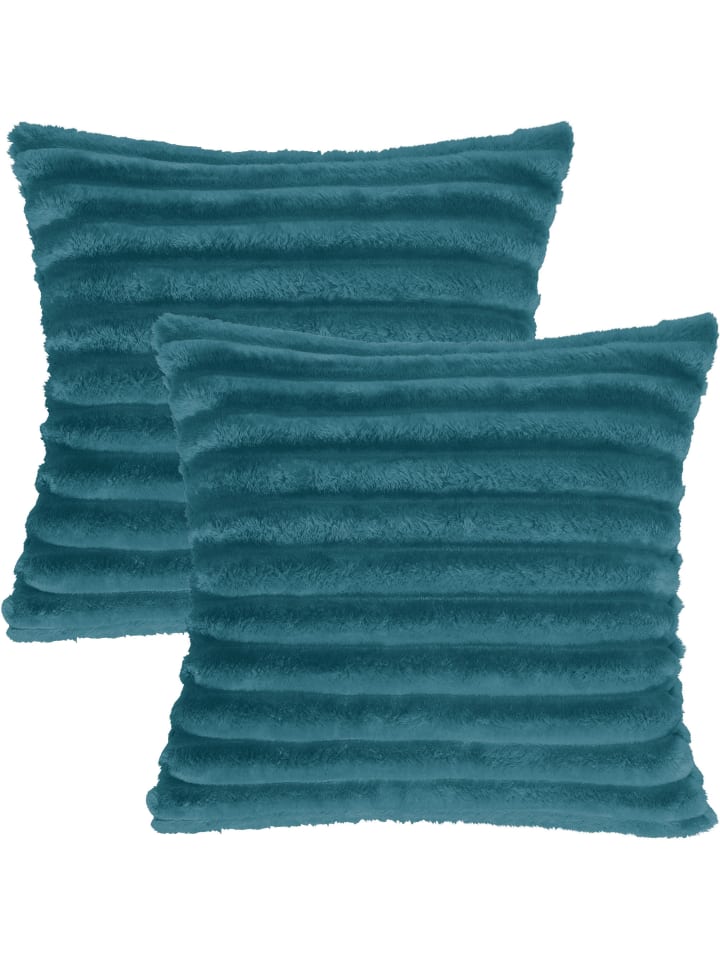Fleece, Microfaser Kissenhülle 2er-Pack Aosta in petrol