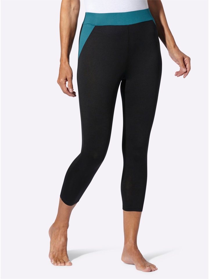 7/8-Leggings in schwarz-petrol