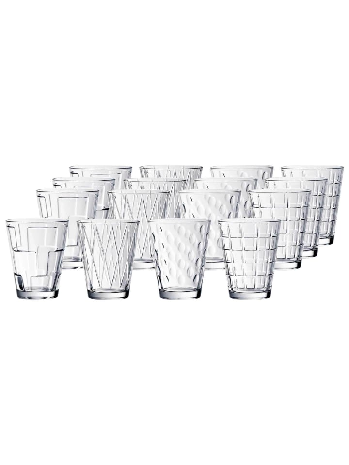 16er Set Wassergläser Dressed Up in Transparent 310 ml