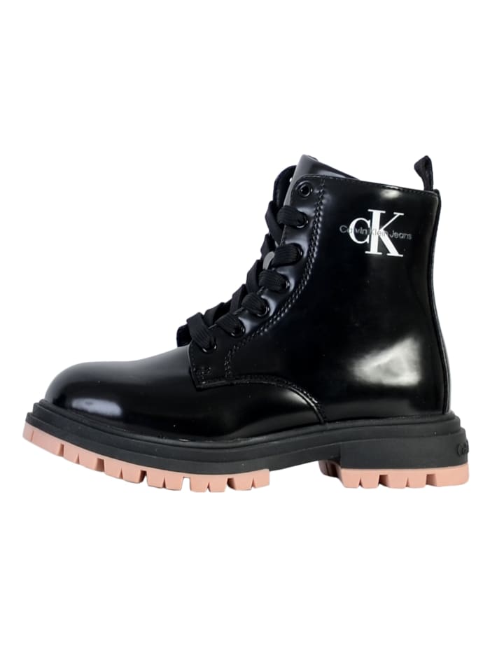 Jeans-Schnürstiefelette „Lace-Up Bootie“ Schwarz