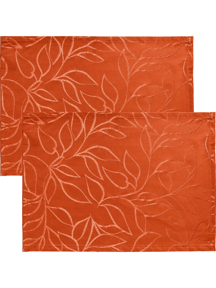 Jacquard, Baumwollmischung Outdoor-Tischset 2er-Pack Terrassa in orange