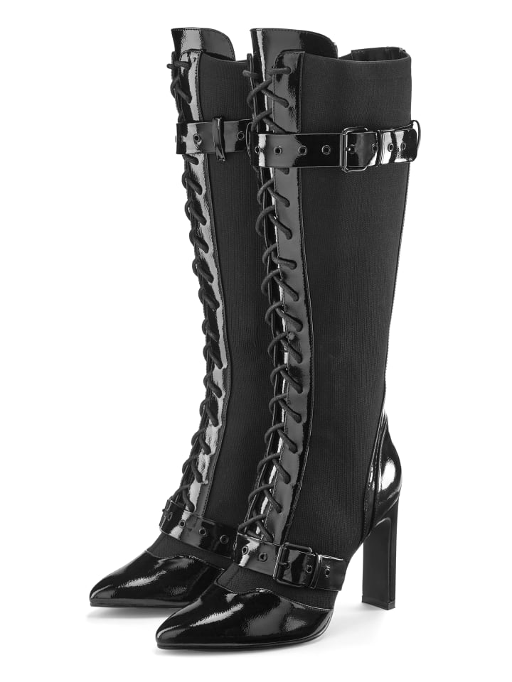 High-Heel-Stiefel in schwarz