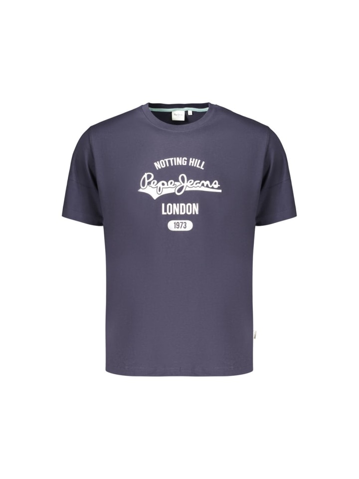 Blau Baumwolle Herren T-Shirt
