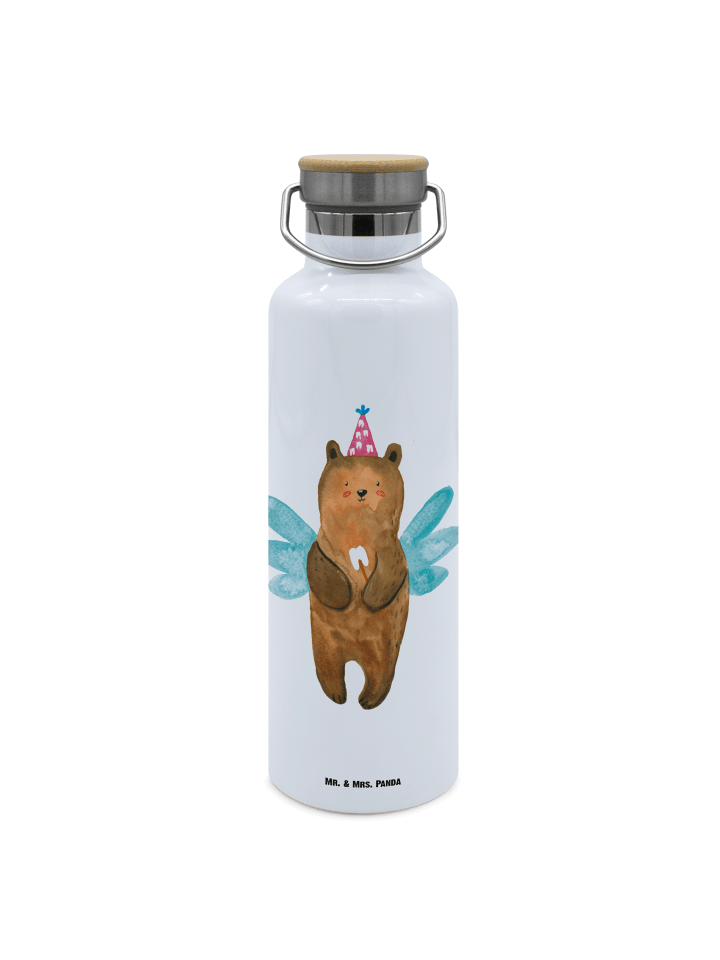 Wasserflasche Bär Zahnfee ohne Spruch in Weiß