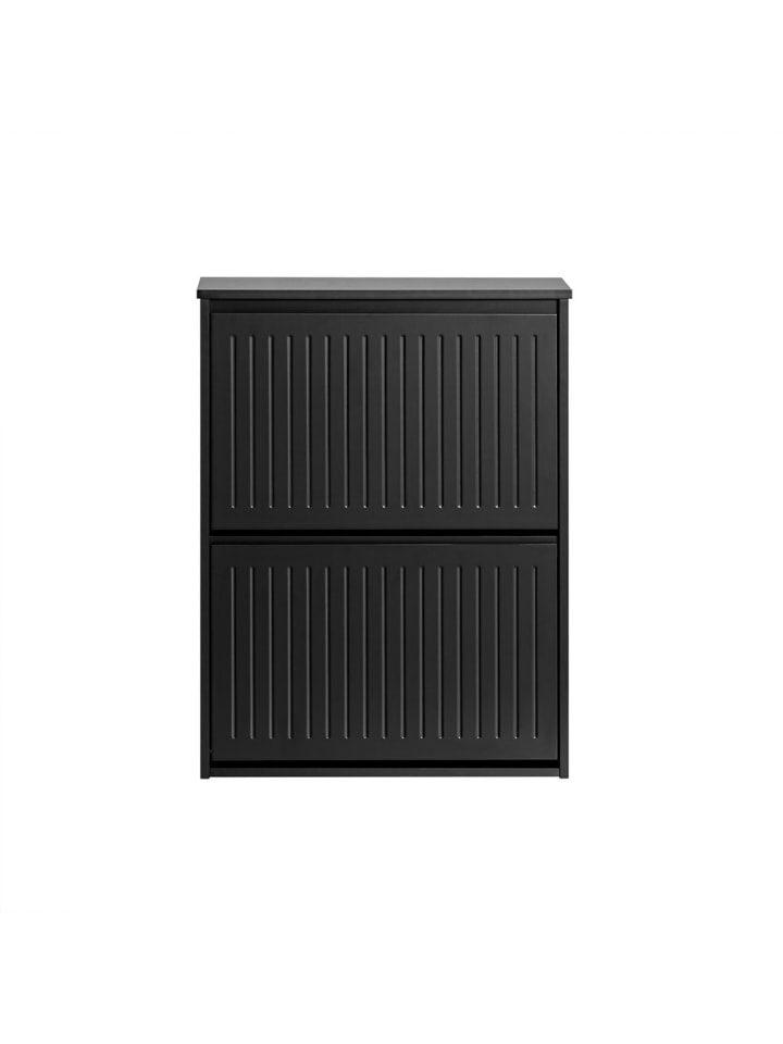 Schuhschrank in Matt-Schwarz - (W) 26 x (H) 81 x (L) 61 cm