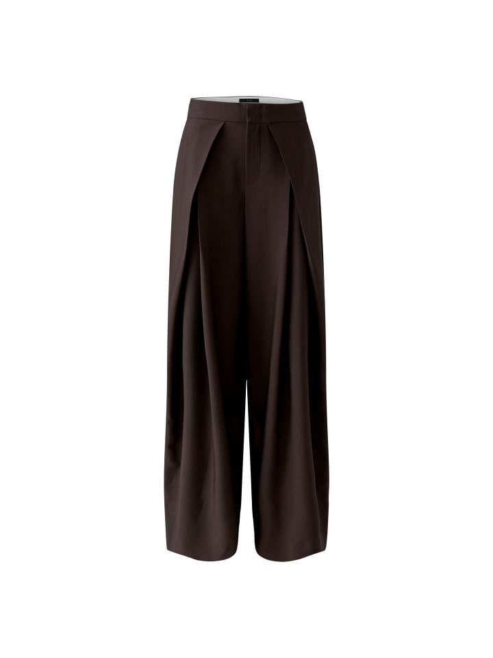 Bundfaltenhose mit klassischem Schnitt in Chocolate Torte