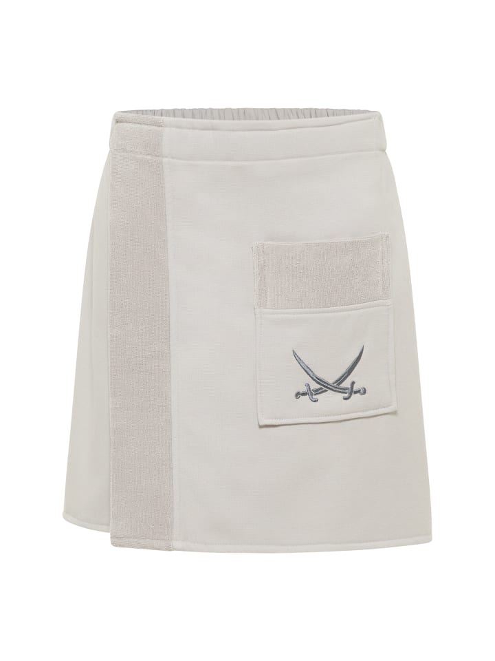 Herren Sauna-Kilt in Silber mit bestickter Tasche, 50x145 cm