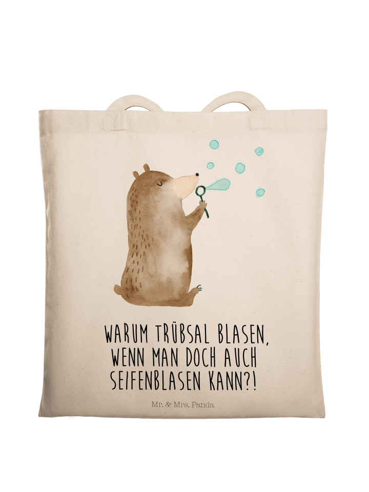 Umhängetasche Bär Seifenblasen mit Spruch in Creme