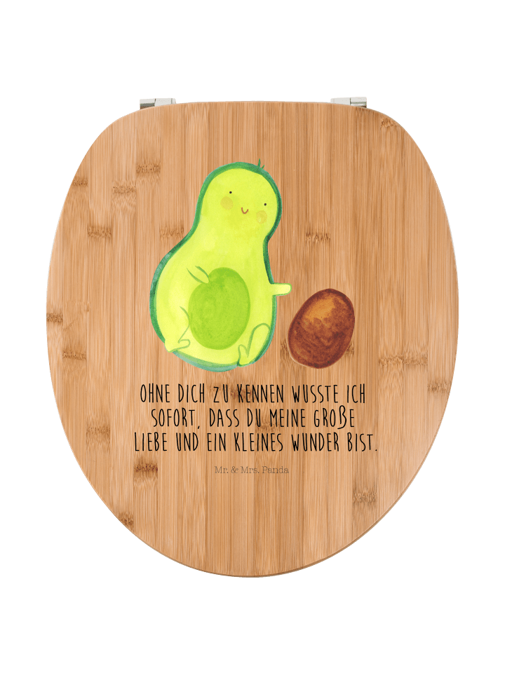 Toilettendeckel Avocado Kern rollt mit Spruch in Braun