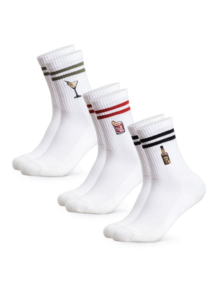 3er Pack Motiv Tennissocken mit Streifen Summer in Drinks2
