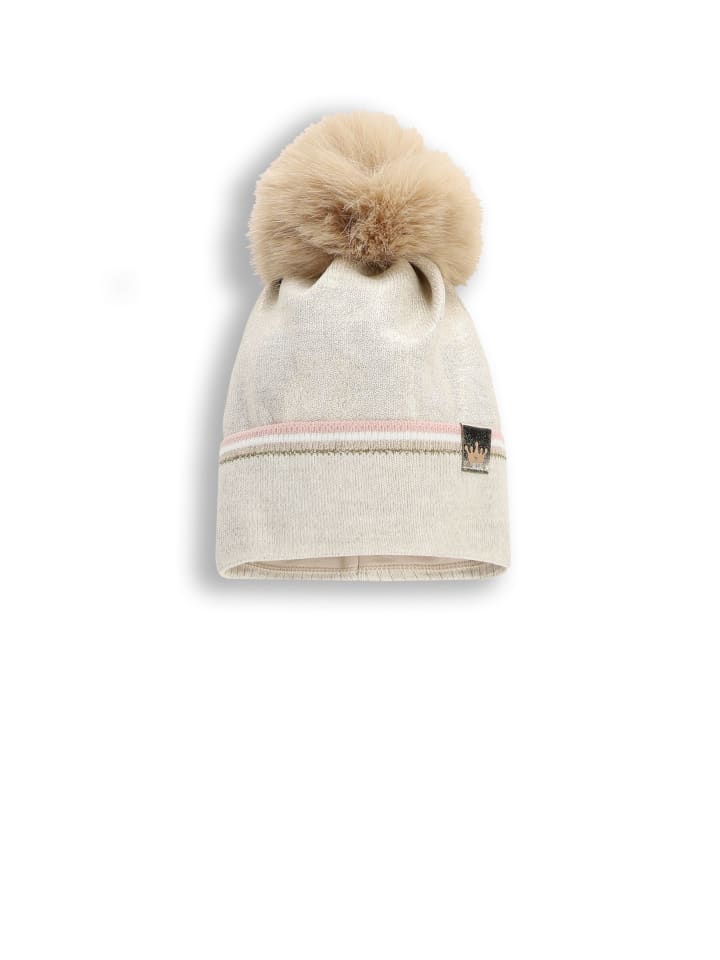 Wintermütze mit Bommel in beige