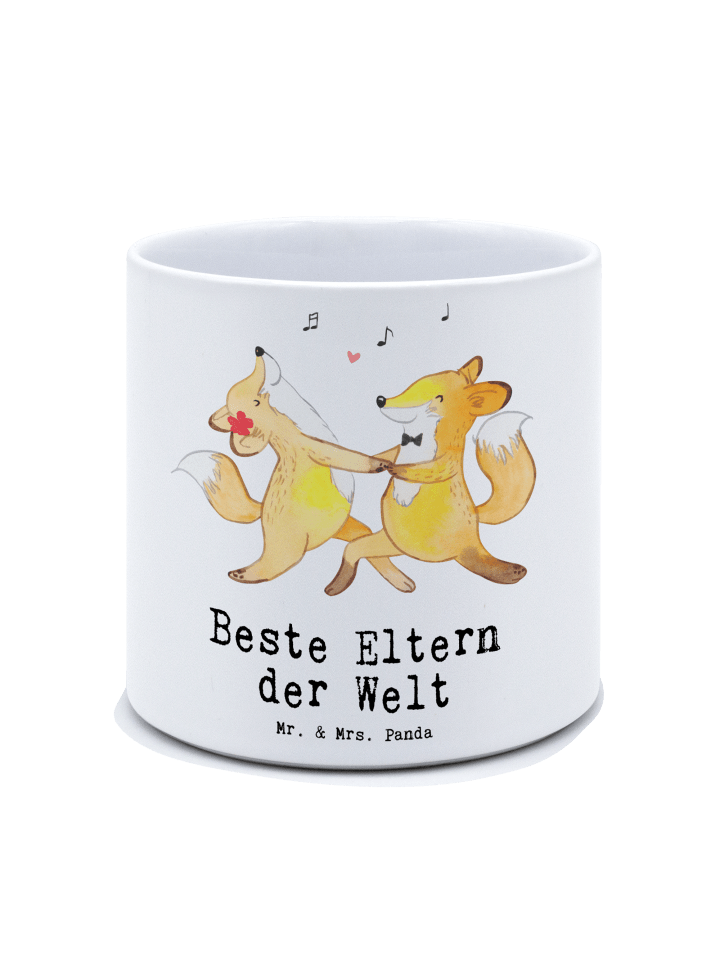 Blumenkübel Fuchs Beste Eltern der Welt mit Spruch in Weiß