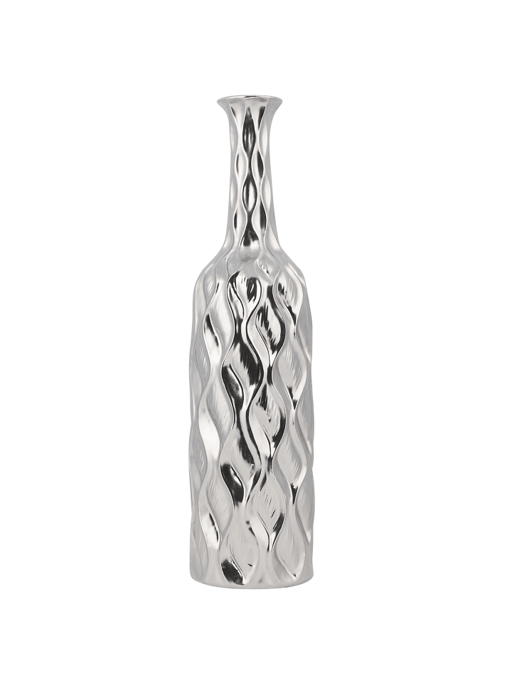 Dekovase BASSANIA in Silber - (W) 12 x (H) 45 x (L) 12 cm