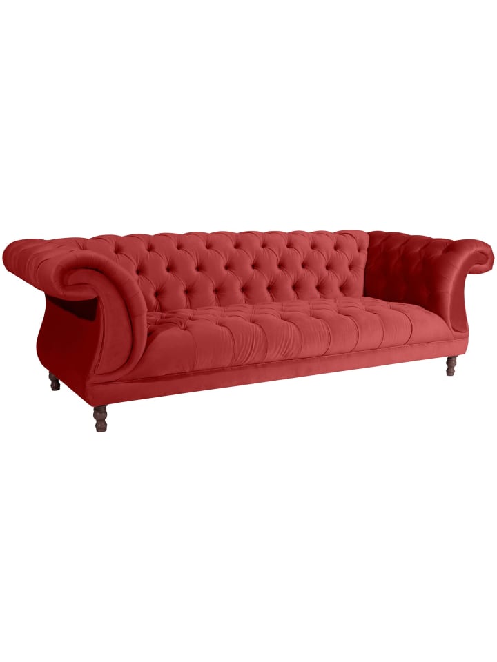 CHESTERFIELD Sofa 3-Sitzer Kaylin Samtvelours ziegel