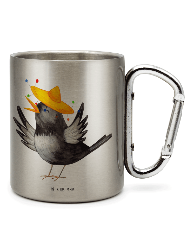Kaffeetasse Rabe Sombrero ohne Spruch in Silber