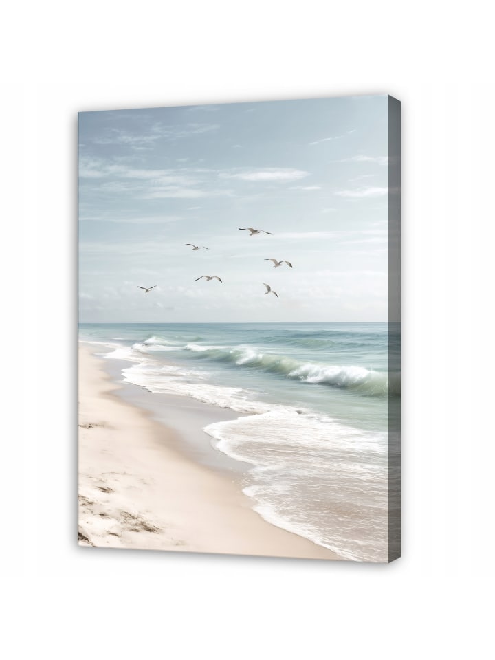 Leinwandbild Strand in Blau