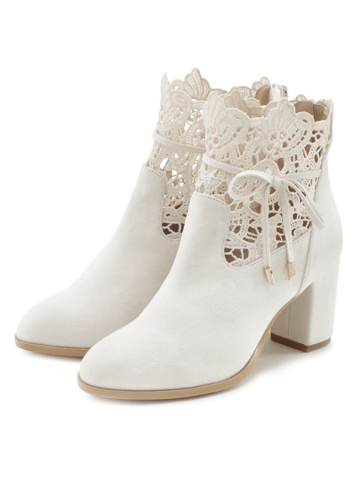 High-Heel-Stiefelette in beige