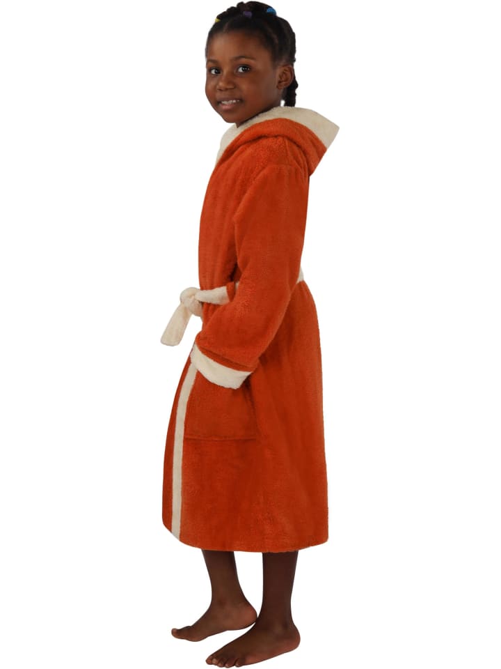 Frottee Kinderbademantel aus Bio-Baumwolle in Orange