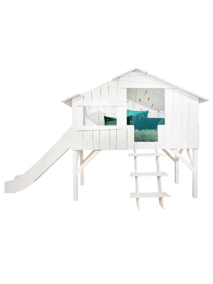 Hochbett Baumhütte mit Rutsche