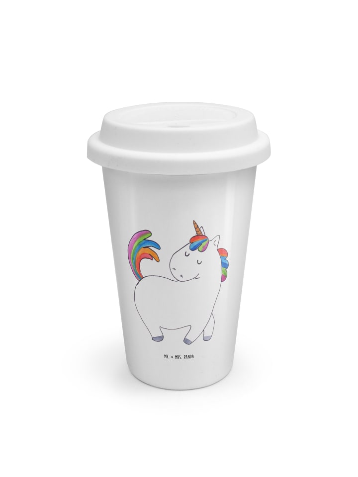 Thermobecher To Go Einhorn Stolzieren ohne Spruch in Weiß