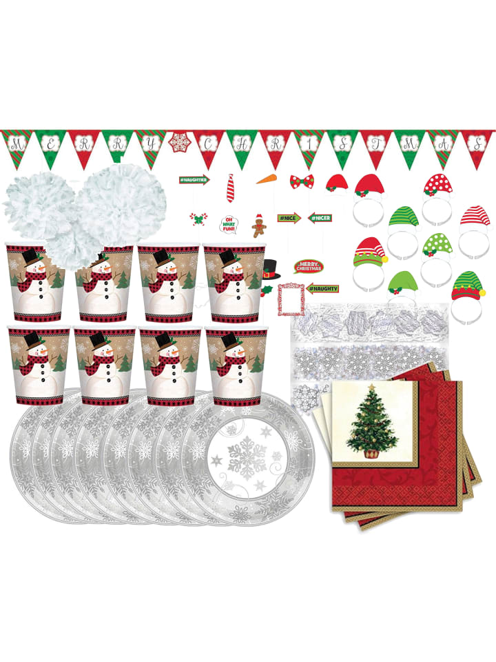 Weihnachtsfeier-Set (66-teilig) in mehrfarbig