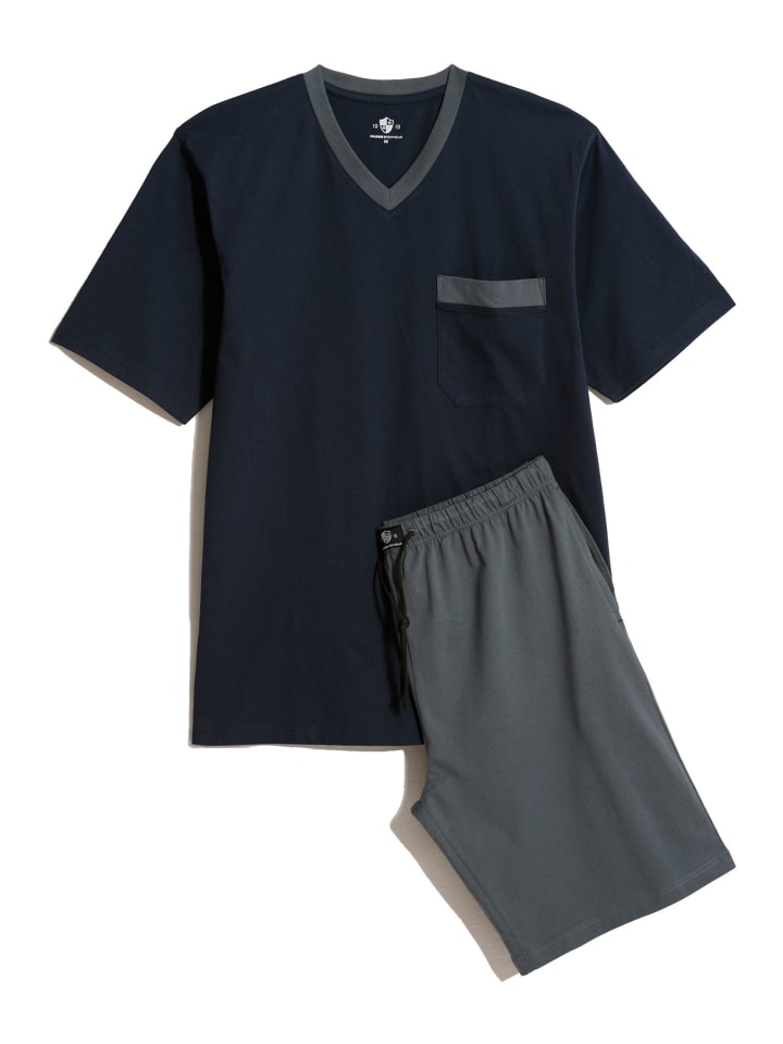 Pyjama kurz in navy/grau