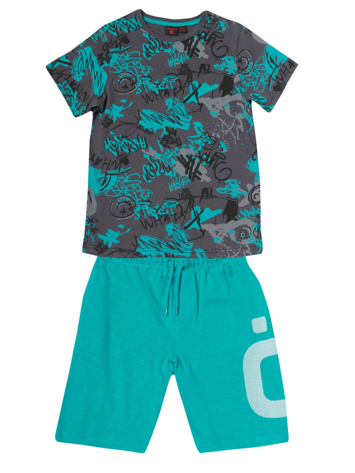 T-shirt-/shorts-pack für jungen in grun
