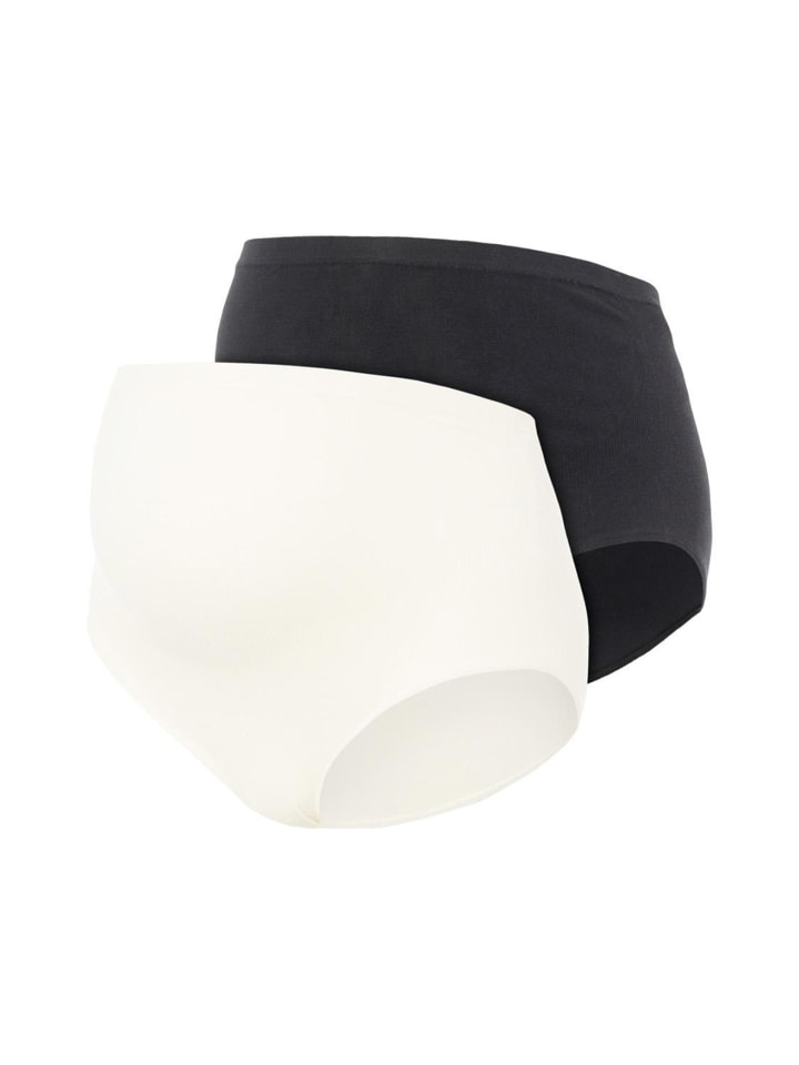 Umstands Slips 2-er Pack Überbauch Panty Unterhosen MLHEAL in Schwarz-Weiß