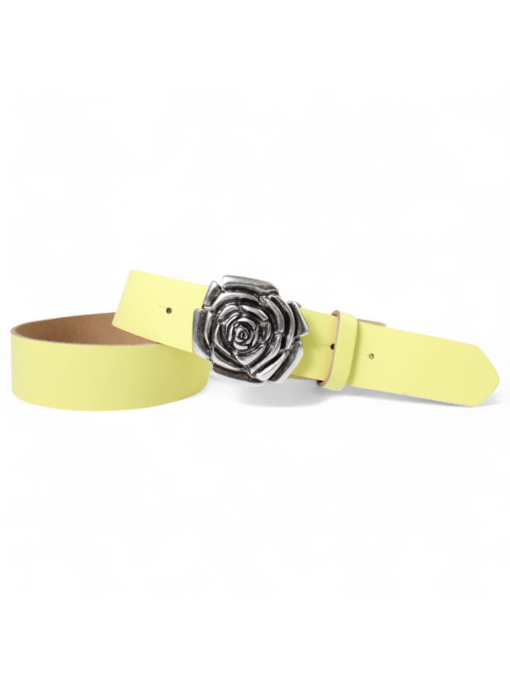 Damen Ledergürtel Silber in Lemon